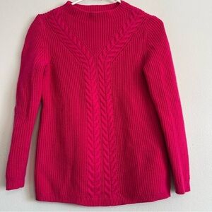 Talbots Lambswool Blend Cable Knit Mock Neck Sweater Petite Sz S Barbie Pink